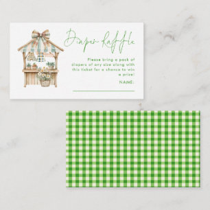 Cartão De Informações Fralda de Mercado de Gingham Verde Chá de fraldas 