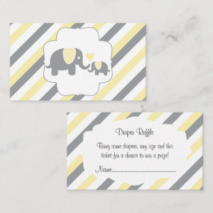Cartão De Informações Fralda de Raffle branco, amarelo e Cinza