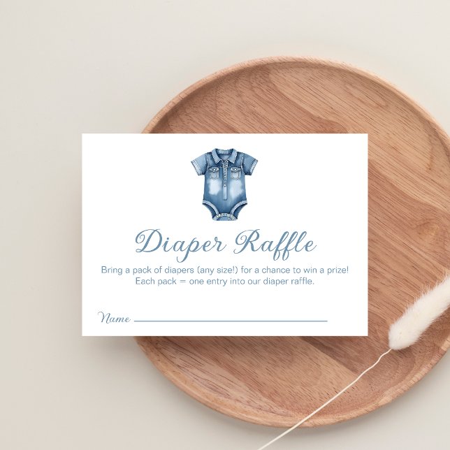 Cartão De Informações Fralda de Raffle  Jean Baby Denim Chá Azul Moderno (Criador carregado)