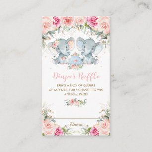 Cartão De Informações Fralda De Tea Floral Rosa-Rosa-Elefante-Garota-Gêm