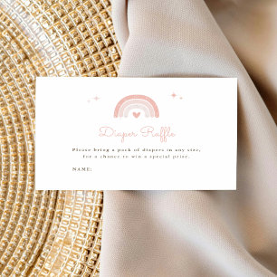 Cartão De Informações Fralda do Chá de fraldas do arco-íris, cor-de-rosa