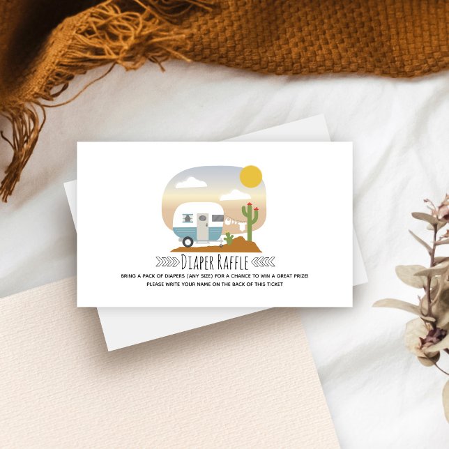 Cartão De Informações Fralda do Chá de fraldas do deserto da Camper Azul (Criador carregado)