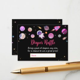 Cartão De Informações Fralda do Espaço da Garota Rosa Raffle