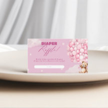 Fralda do Urso Balão Rosa Raffle Chá de fraldas