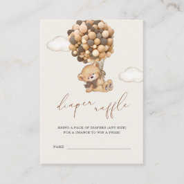 Cartão De Informações Fralda Do Urso De Teddy - Chá de fraldas De Raffle