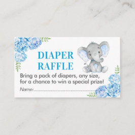Cartão De Informações Fralda Elefante Raffle Ticket Blue Chá de fraldas