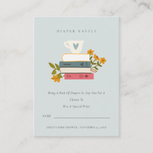 Cartão De Informações Fralda Floral Chá de fraldas Raffle Mãe Livros Emp