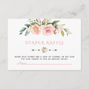 Cartão De Informações Fralda Floral de Creme de Blush de Água Raffle