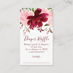 Cartão De Informações Fralda Floral Rosa Brifle Raffle
