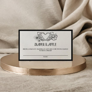 Cartão De Informações Fralda gótico Chá de fraldas Raffle Caveira e Flor