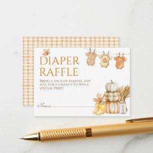 Cartão De Informações Fralda para Chás de Bebê Little Pumpkin Rustic Far