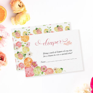 Cartão De Informações Fralda pequena Raffle Chá de fraldas laranja