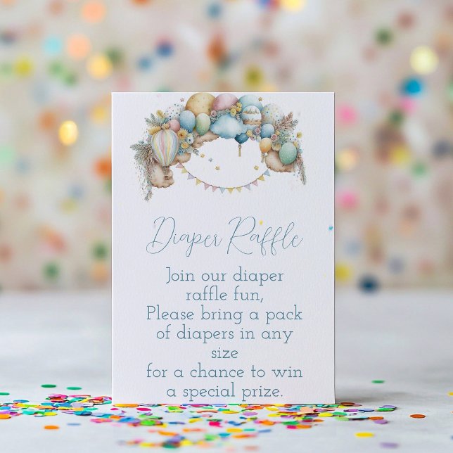 Cartão De Informações Fralda Raffle arco-íris Chá de fraldas do balão de (Criador carregado)