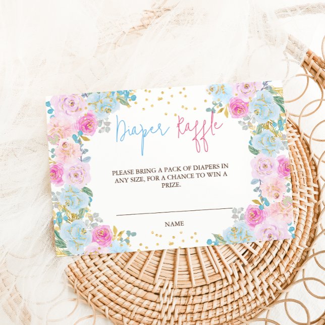 Cartão De Informações Fralda Raffle Azul Cor-de-rosa (Criador carregado)