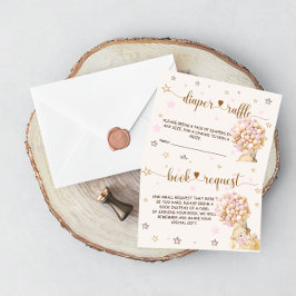 Cartão De Informações Fralda Raffle Books Solicita Urso Chá Rosa