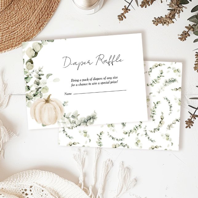 Cartão De Informações Fralda Raffle Cair Pequeno Chá de fraldas de Abóbo (Criador carregado)