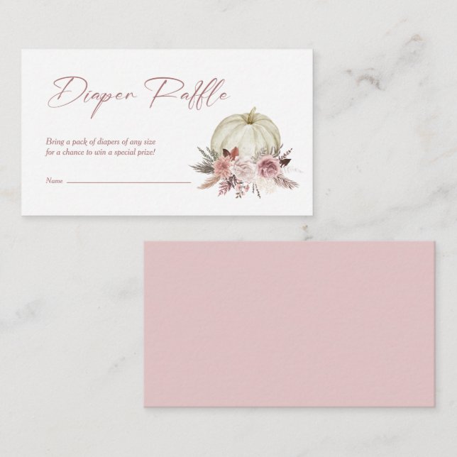 Cartão De Informações Fralda Raffle Caiu Rosa Pequeno Chá de fraldas de  (Frente/Verso)
