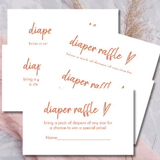 Cartão De Informações Fralda Raffle Cards Modern Boho Heart Terracotta