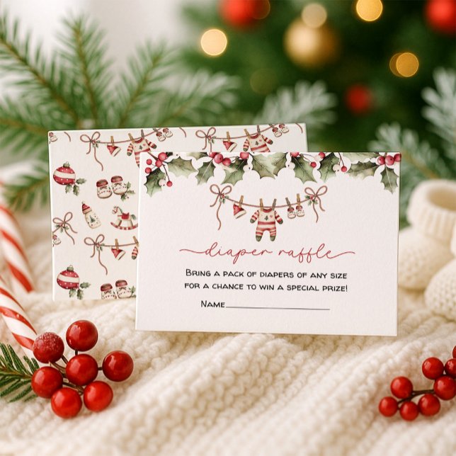Cartão De Informações Fralda Raffle Chá de fraldas de Natal (Criador carregado)