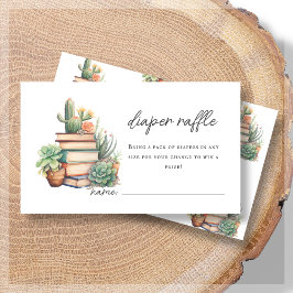 Cartão De Informações Fralda Raffle | Chá de fraldas do Livro de Cactus