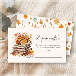 Cartão De Informações Fralda Raffle | Chá de fraldas do Livro de outono