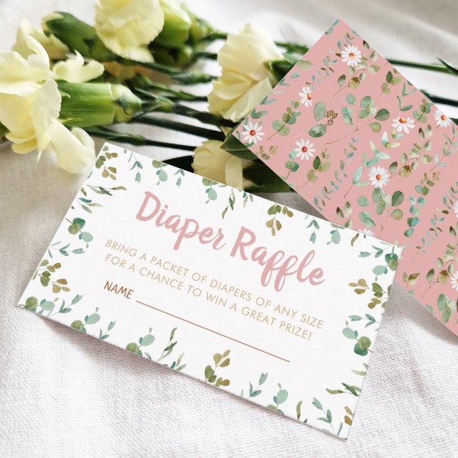 Cartão De Informações Fralda Raffle Chá de fraldas Eucalyptus (Criador carregado)