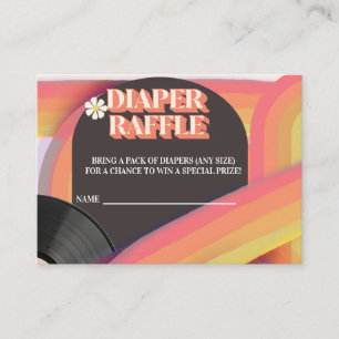 Cartão De Informações Fralda Raffle Chá de fraldas Groovy Retro 70s 80s