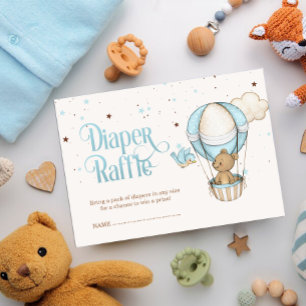 Cartão De Informações Fralda Raffle do Balão de Ar do Urso Castanho
