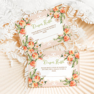 Cartão De Informações Fralda Raffle Floral Peach Chá de fraldas