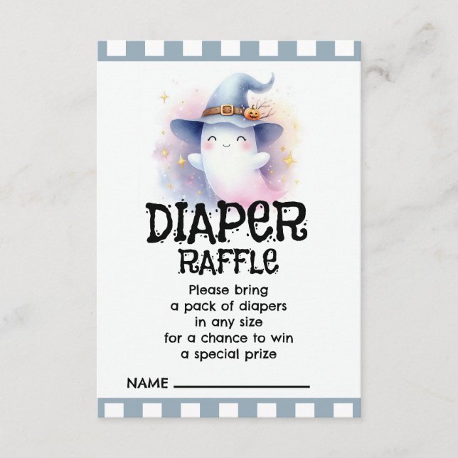 Cartão De Informações Fralda Raffle Ghost Chá de fraldas (Frente)