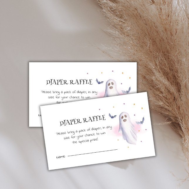 Cartão De Informações Fralda Raffle Halloween Cute Ghost Chá de fraldas (Diaper Raffle Halloween Cute Ghost Baby Shower Enclosure Card)