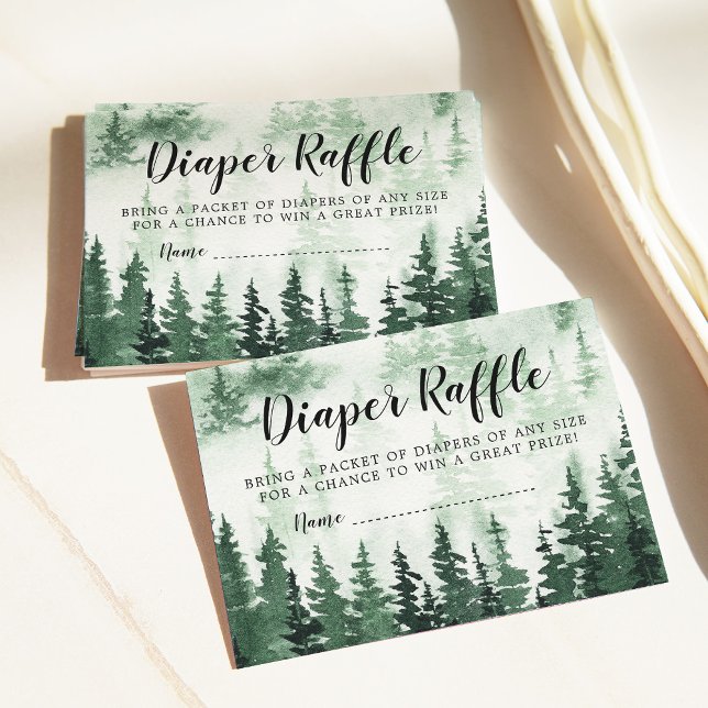 Cartão De Informações Fralda Raffle Misty Forest Chá de fraldas (Criador carregado)