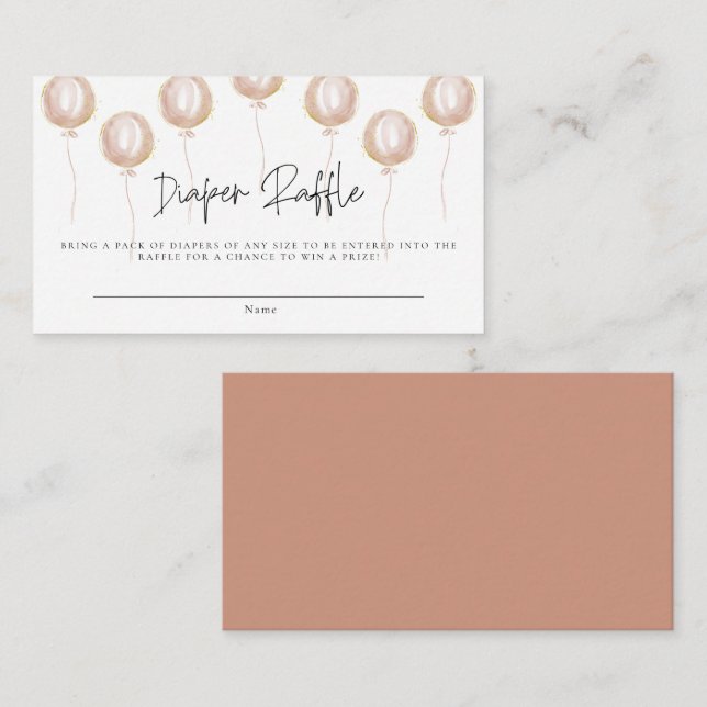 Cartão De Informações Fralda Raffle Pink Balon é um Chá de fraldas (Frente/Verso)