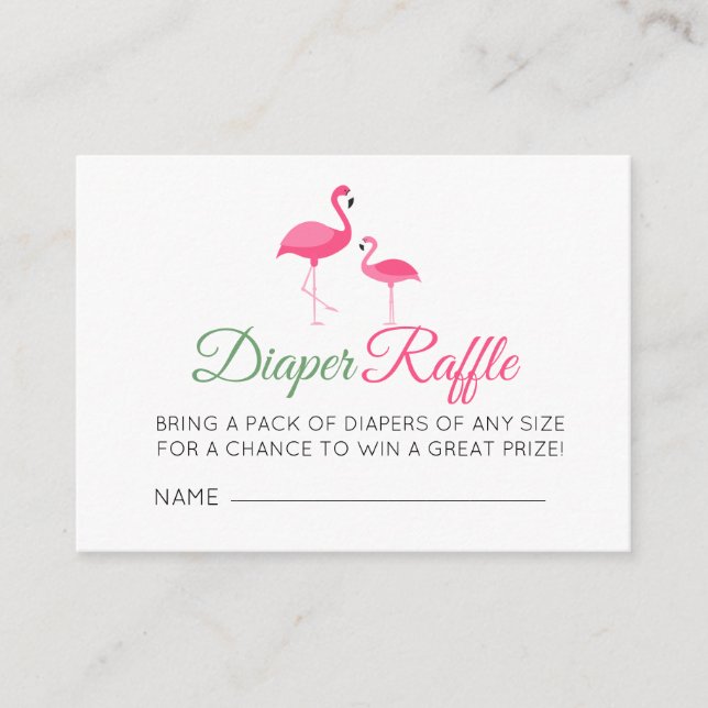 Cartão De Informações Fralda Raffle Pink Flamingo Chá de fraldas (Frente)