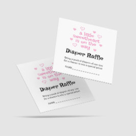 Cartão De Informações Fralda Raffle Pink Girl Chá de fraldas Square Card