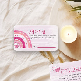 Cartão De Informações Fralda Raffle Poem Chá de fraldas arco-íris cor-de