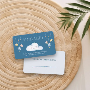 Cartão De Informações Fralda Raffle Poem Cloud e Stars Boy Chá de fralda