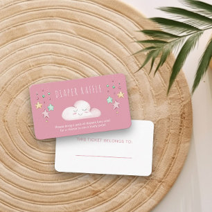 Cartão De Informações Fralda Raffle Poem Cloud Stars Chá de fraldas Rapa