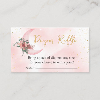 Cartão De Informações Fralda Raffle Rosa Dourado Estamos sobre a Lua