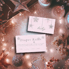 Cartão De Informações Fralda Raffle Rosa Rhinestone Chá de fraldas