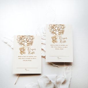 Cartão De Informações Fralda Raffle Sexo Chá de fraldas do Urso Neutro