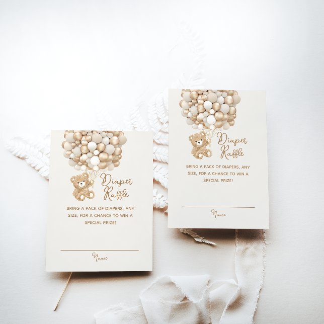 Cartão De Informações Fralda Raffle Sexo Chá de fraldas do Urso Neutro (Criador carregado)