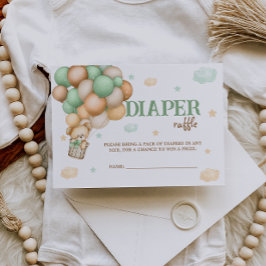 Cartão De Informações Fralda Raffle Teddy Bear Green Hot Air Balon