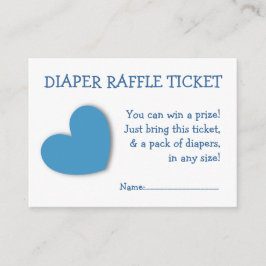 Cartão De Informações Fralda Raffle Ticket Cute Blue Heart for Baby Boy