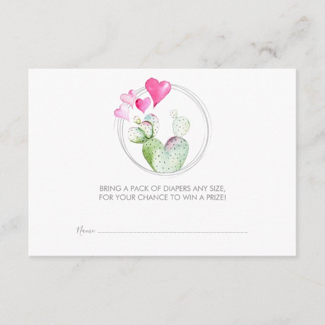Cartão De Informações Fralda Raffle Ticket, Little Swetheart Cactus (Frente)