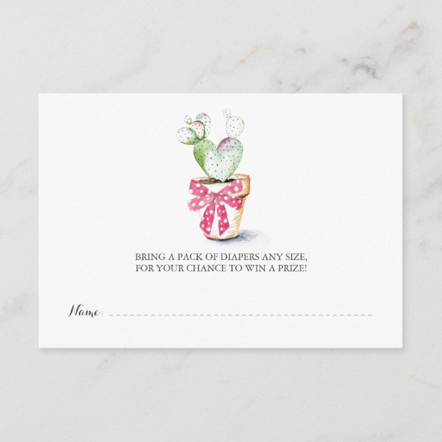 Cartão De Informações Fralda Raffle Ticket, Pequena Querida (Frente)