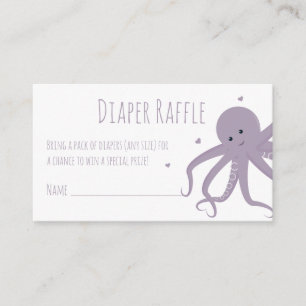 Cartão De Informações Fralda Raffle Ticket Purple Octopus Hearts Animal