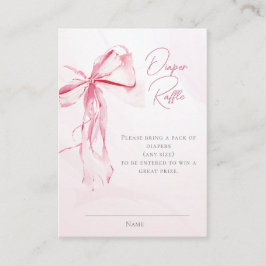 Cartão De Informações Fralda Raffle Watercolor Arco Rosa Chá de fraldas