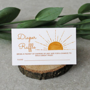 Cartão De Informações Fralda Raffle Watercolor Boho Sun Chá de fraldas 