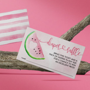 Cartão De Informações Fralda Raffle Watercolor Chá de fraldas